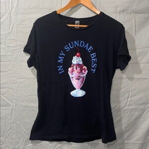 Black Graphic Tee with “In My Sunday (Ice Cream Design) Best”